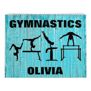 Gymnastics Rustic Teal Wood Calendário