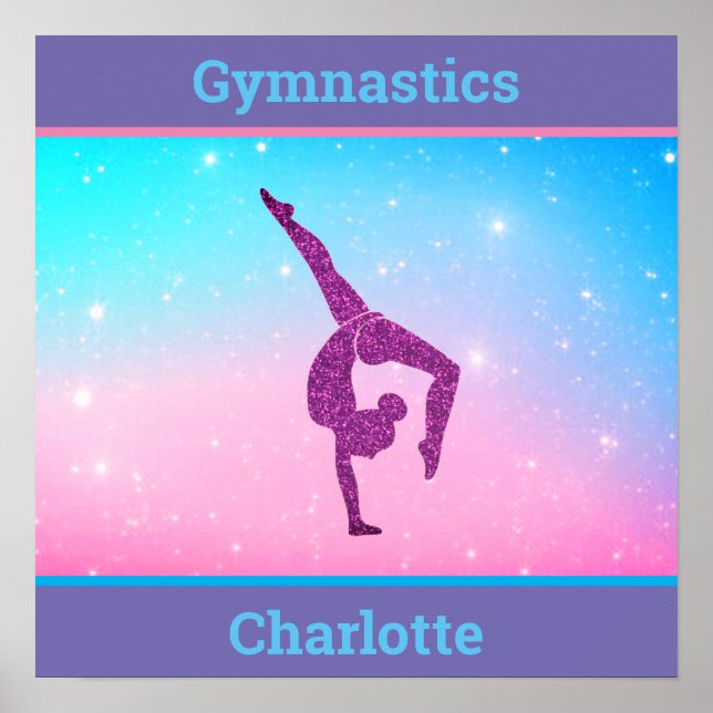 Gymnastics Sparkle Pastel Poster with Her Name (Frente)