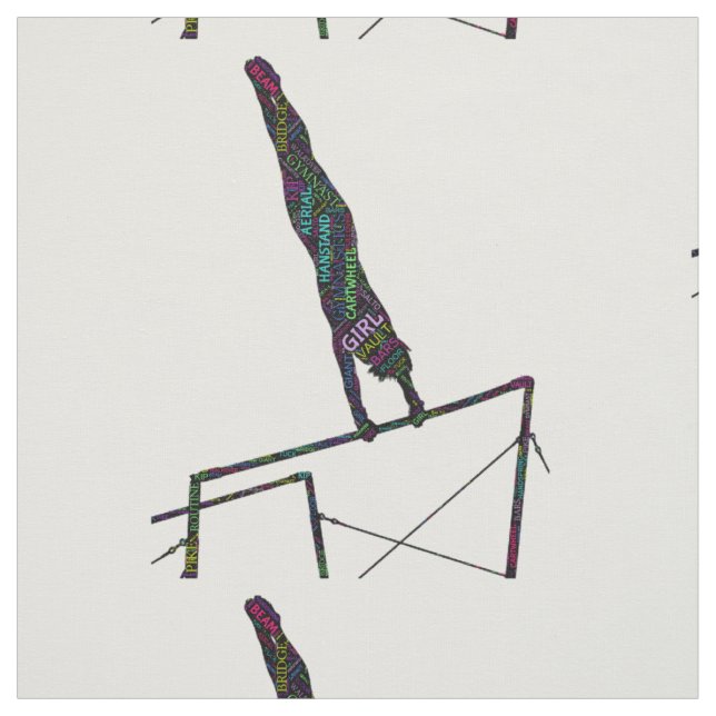 Gymnastics Word Art On Uneven Bar Tecido (Modelo)