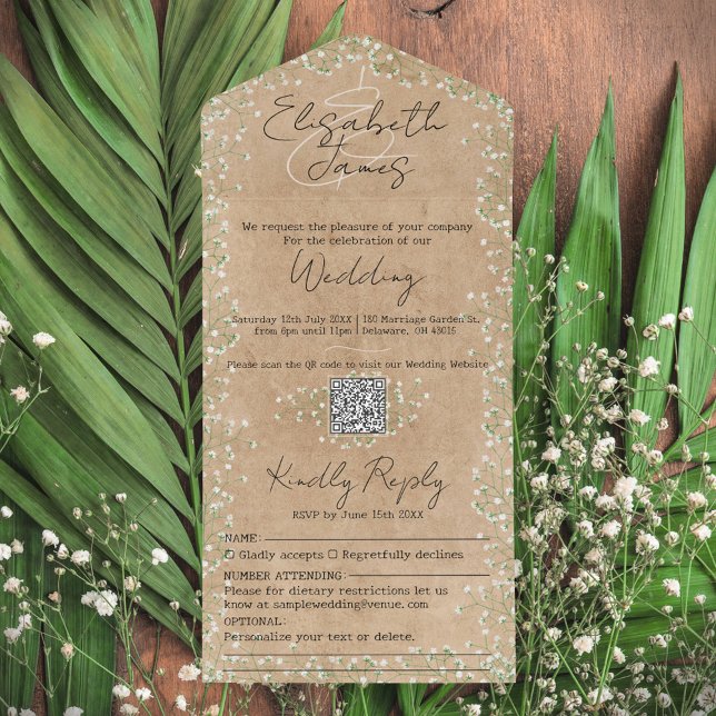 Gypsophila Watercolor Floral Rustic & Boho Wedding (Criador carregado)