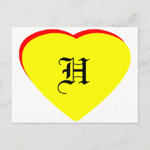 "H" Casamento Vermelho Amarelo Coração Convite O M