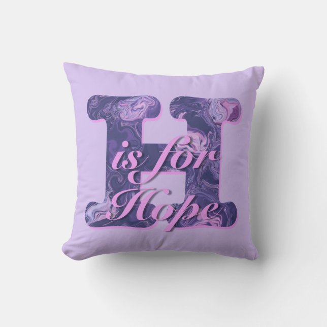 H é para a Almofada de Abstrato Roxo da Esperança (Frente)