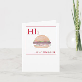 H é para cartão de saudação alfabeto de Hambúrguer