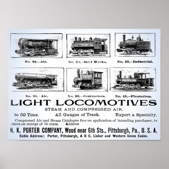 H K Porter & Co. Locomotivas de Luz Poster (Frente)