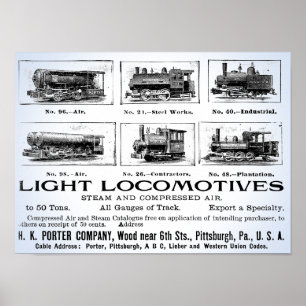 H K Porter & Co. Locomotivas de Luz Poster