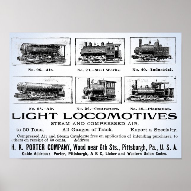 H K Porter & Co. Locomotivas de Luz Poster (Frente)