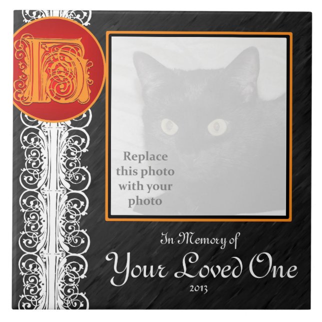 H Monograma - Azulejo "Em memória do seu amado" (Frente)