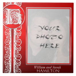 H Monograma "White Lace on Red" com Photo - Azulej