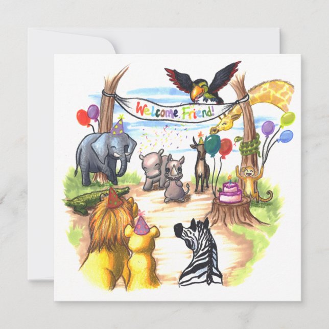 Há um novo Rino no Convite de festas (Frente)