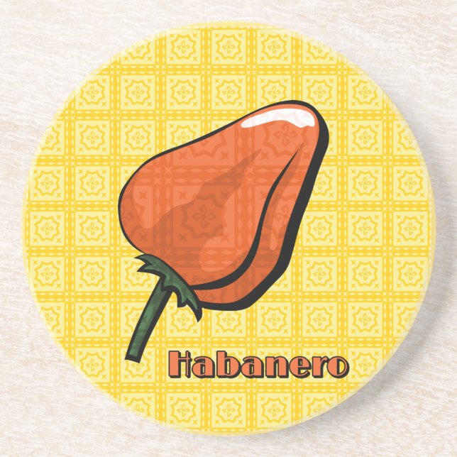 Habanero Chili Pepper Sandstone Porta copos (Frente)