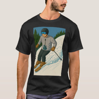 Habilidoso na neve com camisa de guitarra