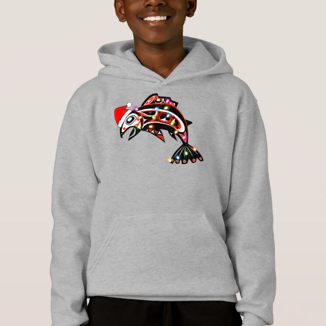 Haida Salmon Spirit Animal Com Luzes De Natal (Frente)