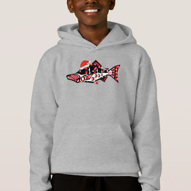 Haida Salmon Spirit Animal Com Luzes De Natal (Frente)