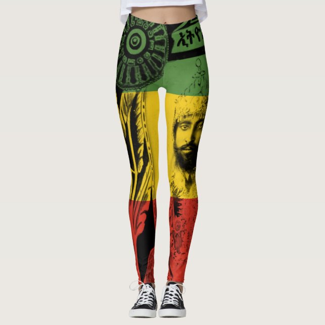 Haile Selassie Leggings Lion de Judah Design (Frente)