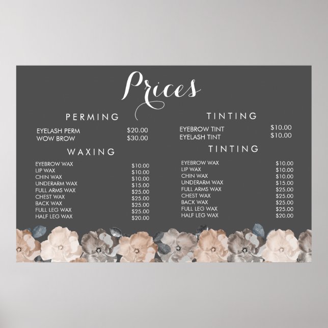 Hair Beauty Salon Beautician Price Poster (Frente)