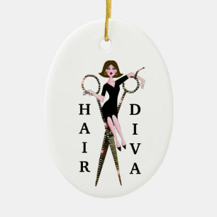 "Hair Diva" Ornamento cerâmico
