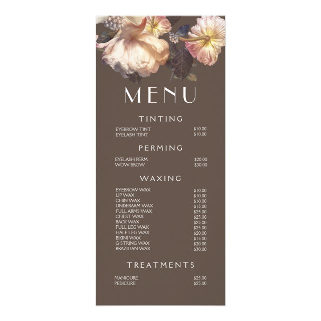 Hair Nail Salon Beauticitic Menu Floral Price List (Frente)