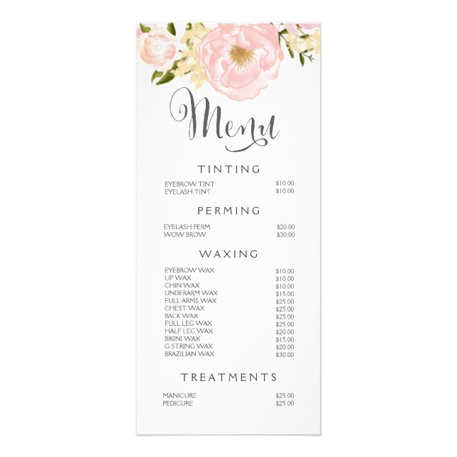Hair Nail Salon Beauticitic Menu Floral Price List (Frente)