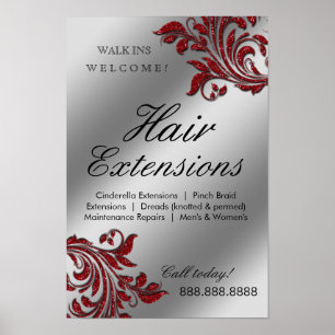 Hair Salon Poster Silver Red Deixa Sparkle