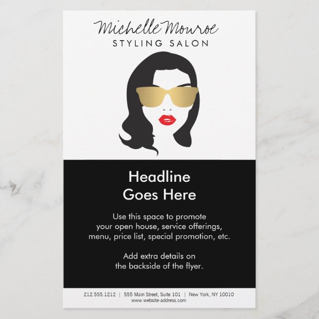 Hair Salon, Stylist, Beauty Girl Flyer (Frente)