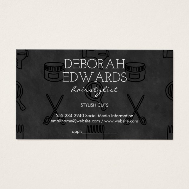 Hair Stylist Tools Chalkboard Background (Frente)