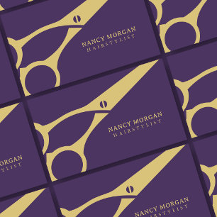 Hairstylist Cartão de visita Real Purple com Tesou
