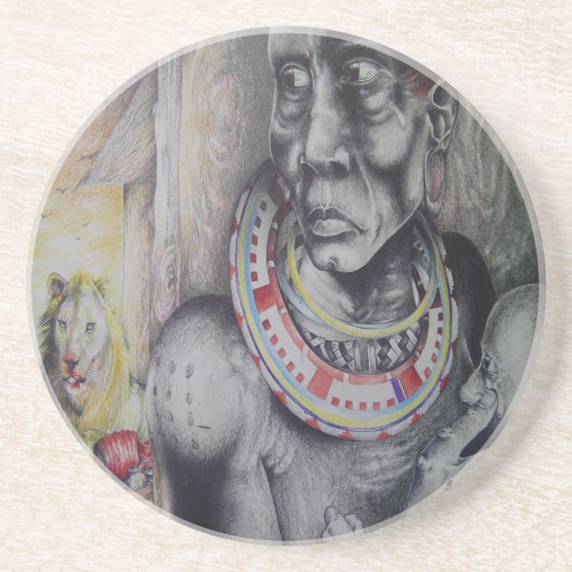 Hakuna Matata Masai Sandstone Porta copos (Frente)