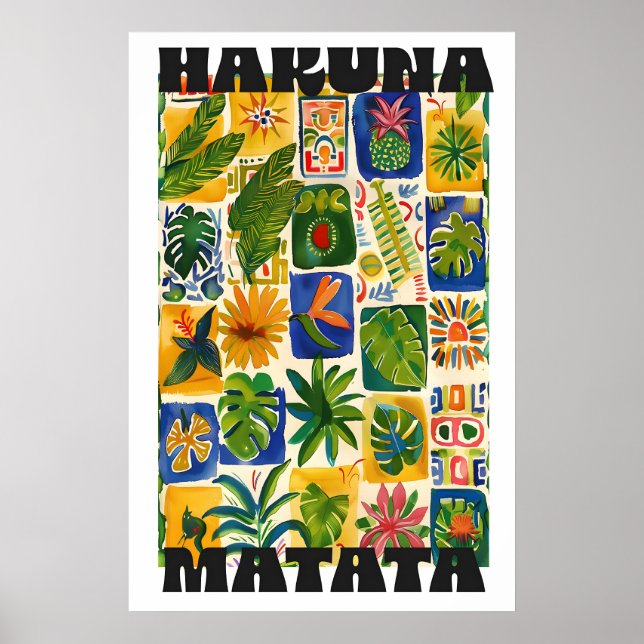 Hakuna Matata Tropical Tile Poster – Colorido (Frente)