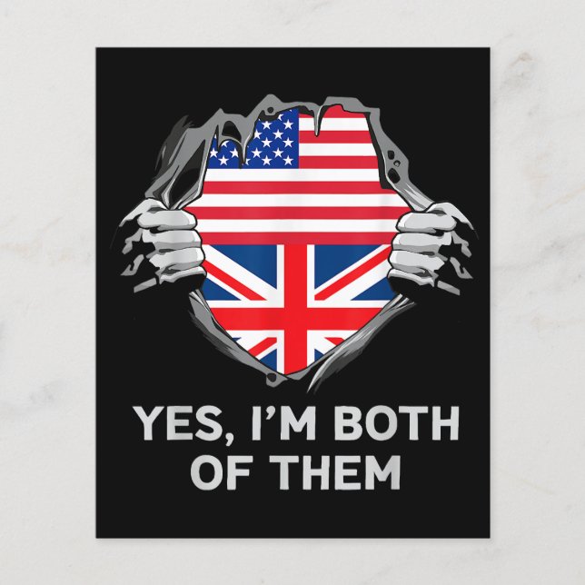 Half American Half British USA England Flag Mens W (Frente)