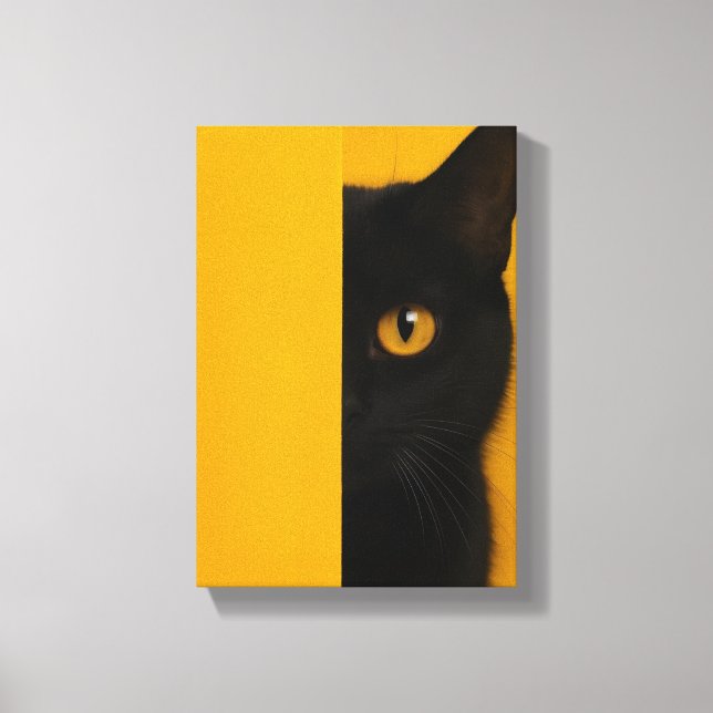 Half-Black Cat Minimalist Canvas Art (Frente)