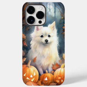 Halloween American Eskimo Com Abóboras Assustador