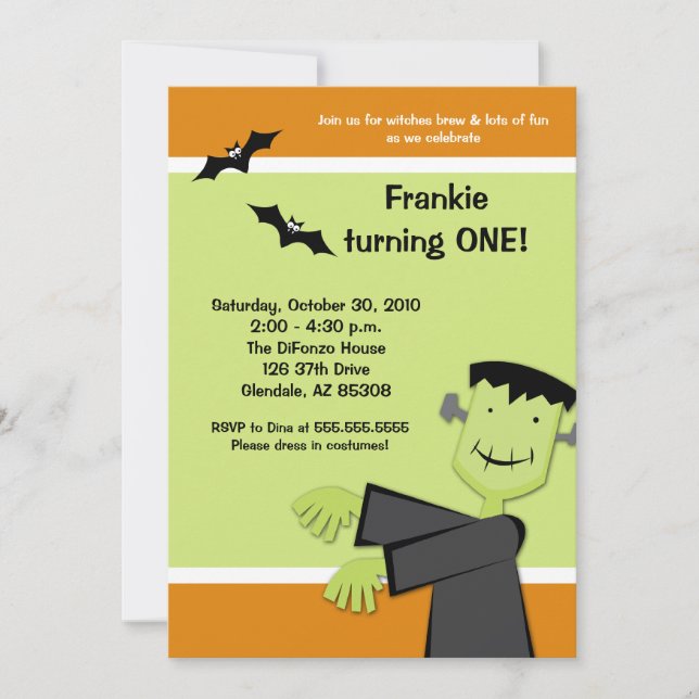 Halloween Aniversario 5x7 Convite do Partido Frank (Frente)