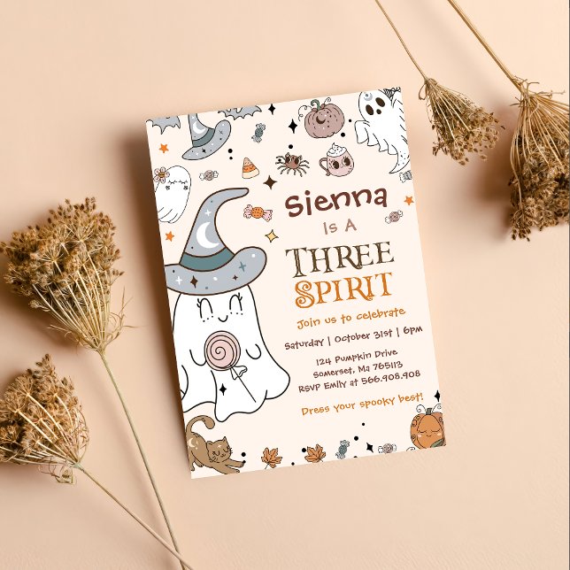Halloween aniversário de 3 anos Três Convites Espi (Criador carregado)
