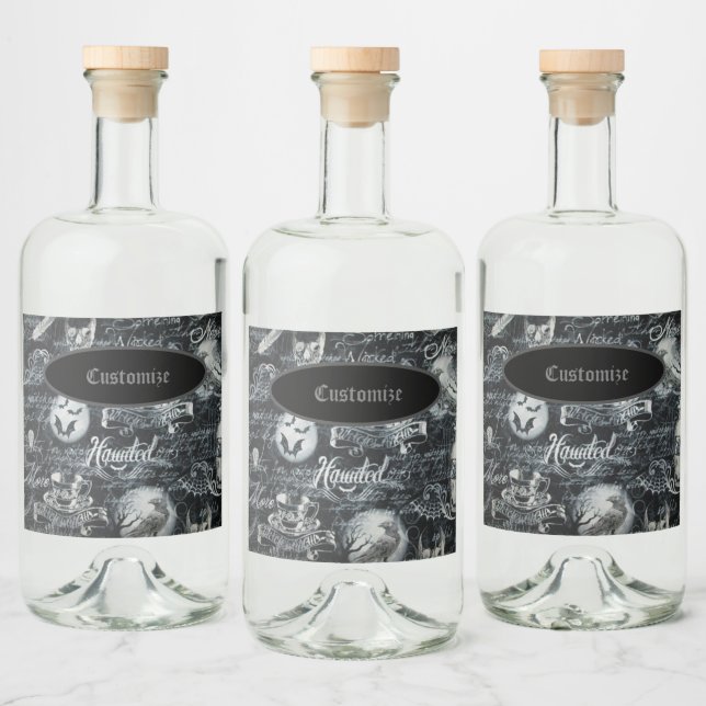 Halloween Assombrado Negro e Branco (Garrafas)