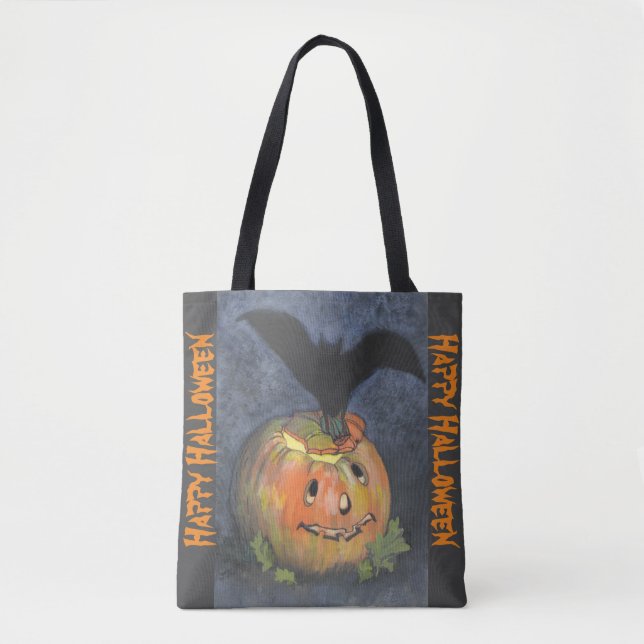Halloween Bat & Pumpkin projetado Tote Bag (Frente)