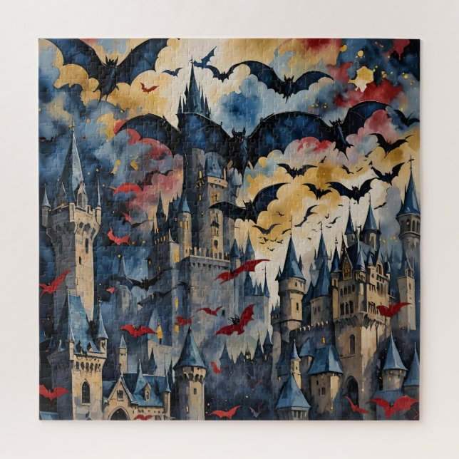 Halloween Bats Gouache Quebra-cabeça (Vertical)