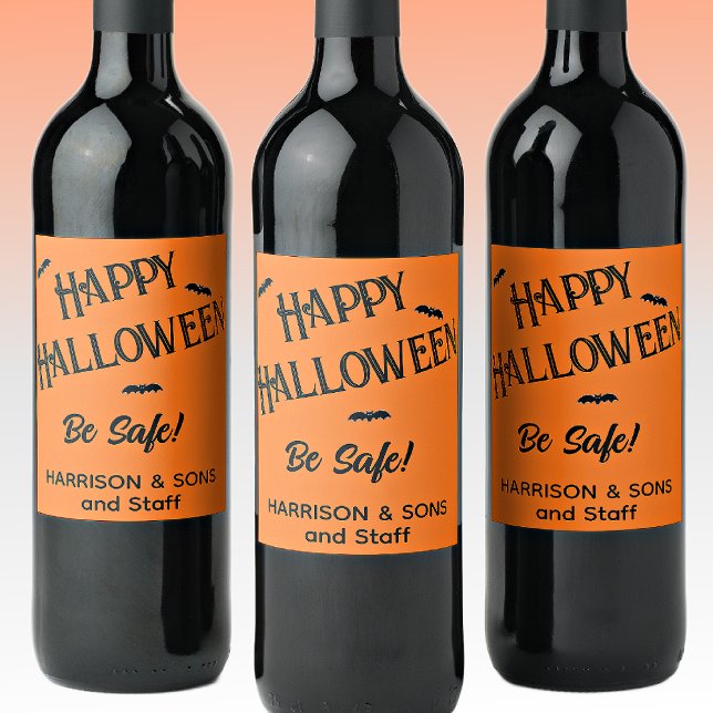 Halloween Bonito, Nome, Rótulos de Vinho Laranja 6 (Criador carregado)
