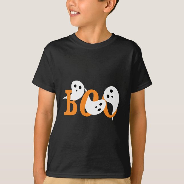 Halloween Boo Fantasma a Camisa Negra (Frente)