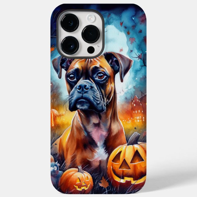 Halloween Boxer Com Pumpkins Assustado (Verso)