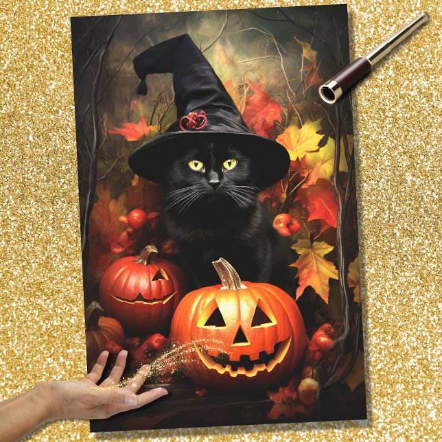 Halloween Bruxa Cat 3 Papel de Decoupage (Criador carregado)