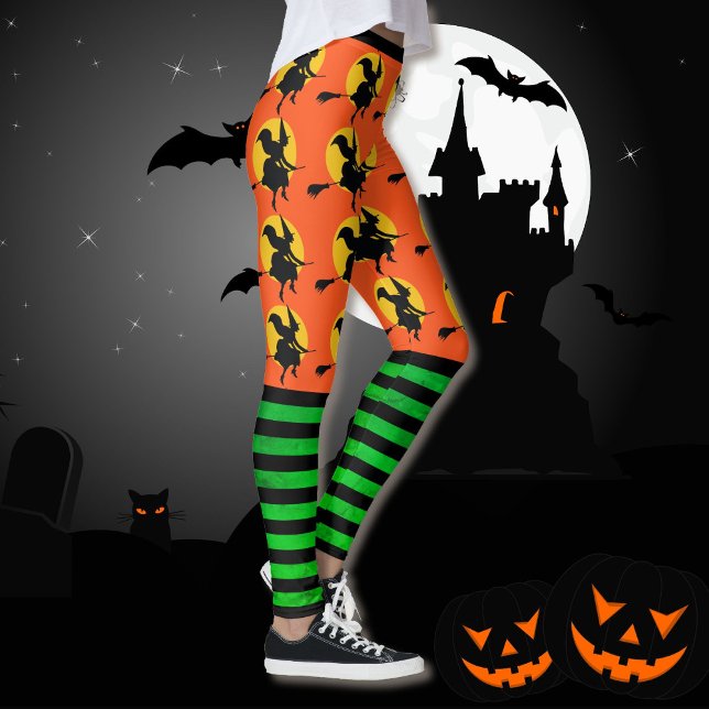 Halloween Bruxas Leggings Mulheres Laranja Yoga Pa (Criador carregado)