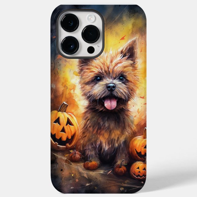 Halloween Cairn Terrier Com Pumpkins Assustado (Verso)