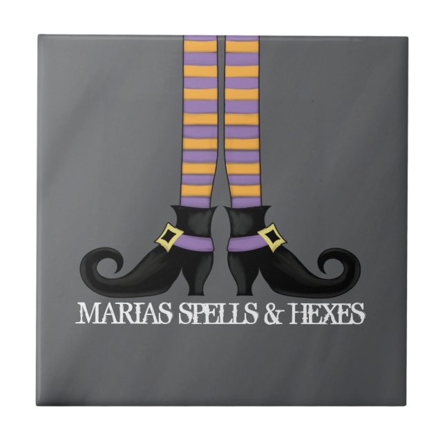 Halloween Calçados de bruxa negra engraçadas (Frente)