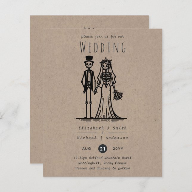 Halloween Casando Cartoon Noiva, Noiva, Desenhada (Frente/Verso)