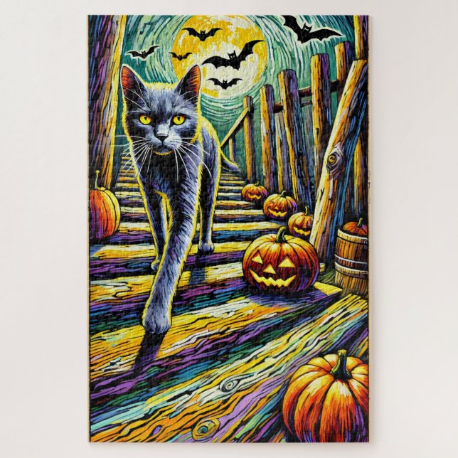Halloween Cat 1000 Piece Quebra-cabeça (Vertical)