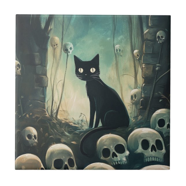 Halloween Cat and Skulls (Frente)