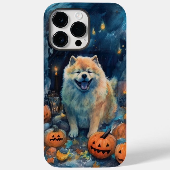 Halloween Chow Chow Com Abóboras Assustador  (Verso)