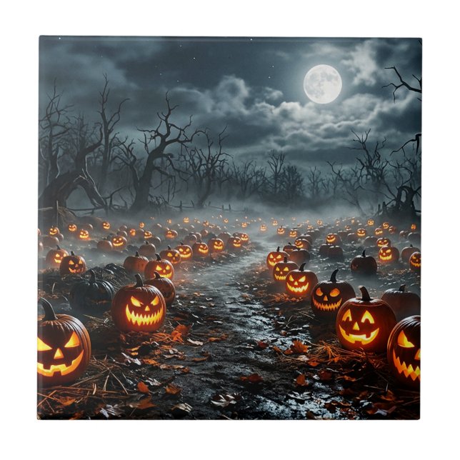 Halloween com Árvores Sinistras e Jack O Lanterns (Frente)