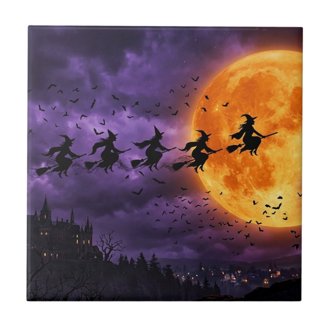 Halloween com Lua e Bruxa (Frente)