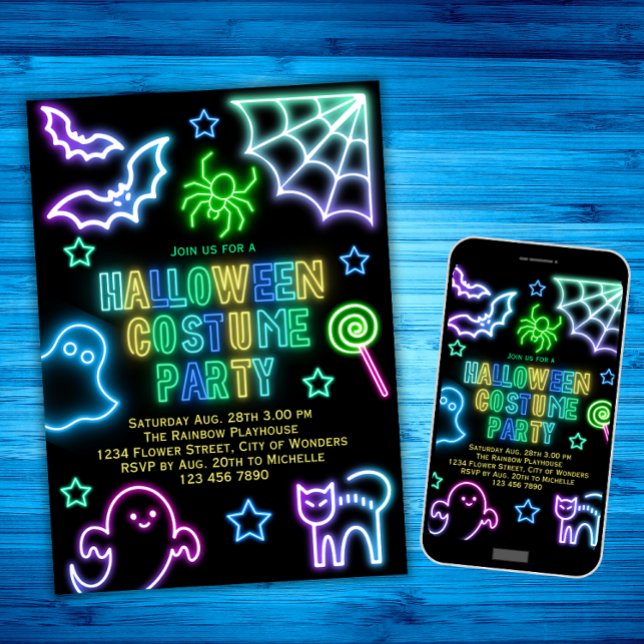 Halloween Convite de festas Kids Neon Spook (Criador carregado)